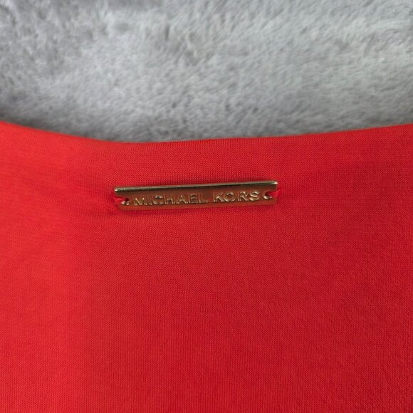 Womens Michael Kors Red Sleeveless Gold Chain Strap Tank Top Polyester Stretch S - Picture 5 of 8